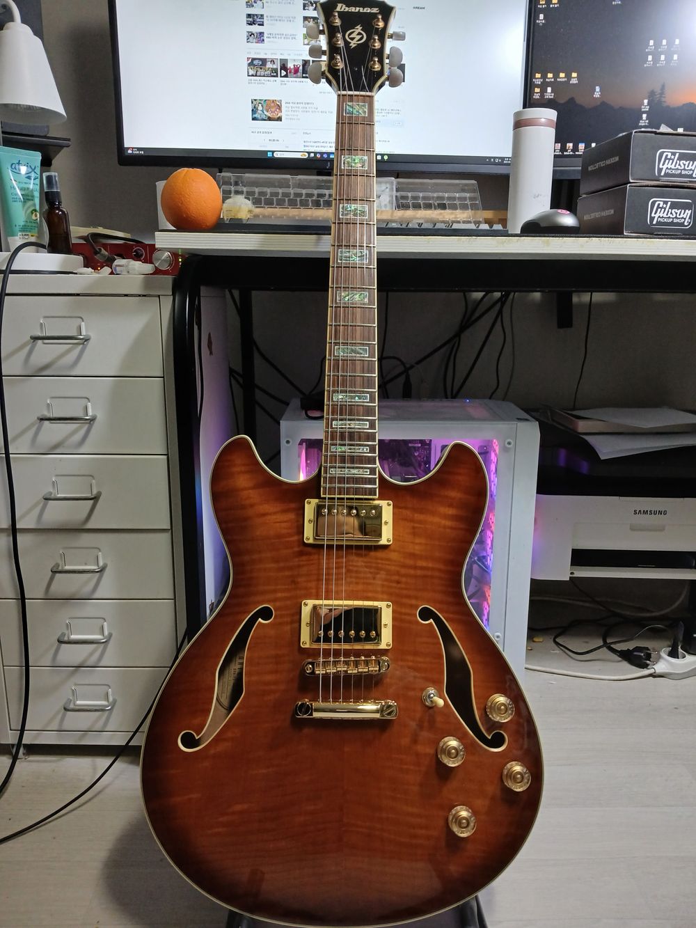 as93 ibanez 업그레이드 한거 semi hollow 세미할로우 판매합니다. | 중고악기 뮬